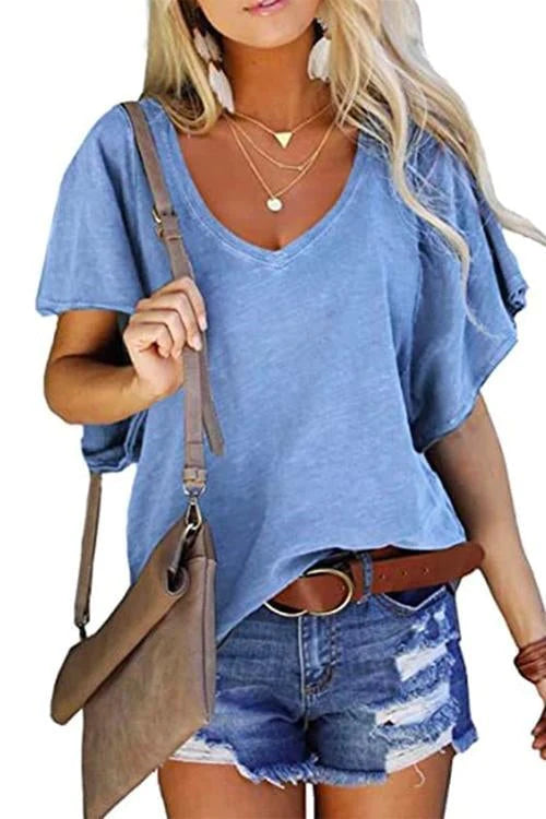 Trixiedress Priya V Neck Ruffle Short Sleeve Top(in 5 Colors)